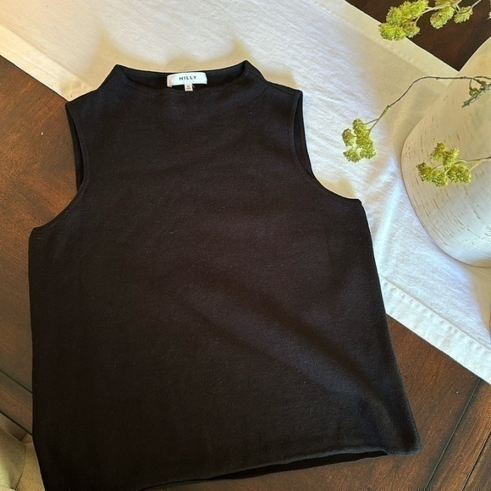 Milly Black Sleeveless Knit Shell Top